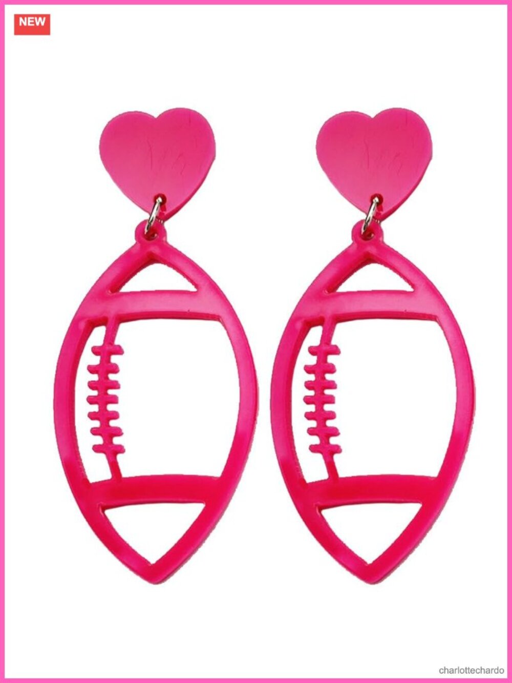 Football Dangle Earrings Acrylic Zinc Drop Sports Fan Jewelry Gift